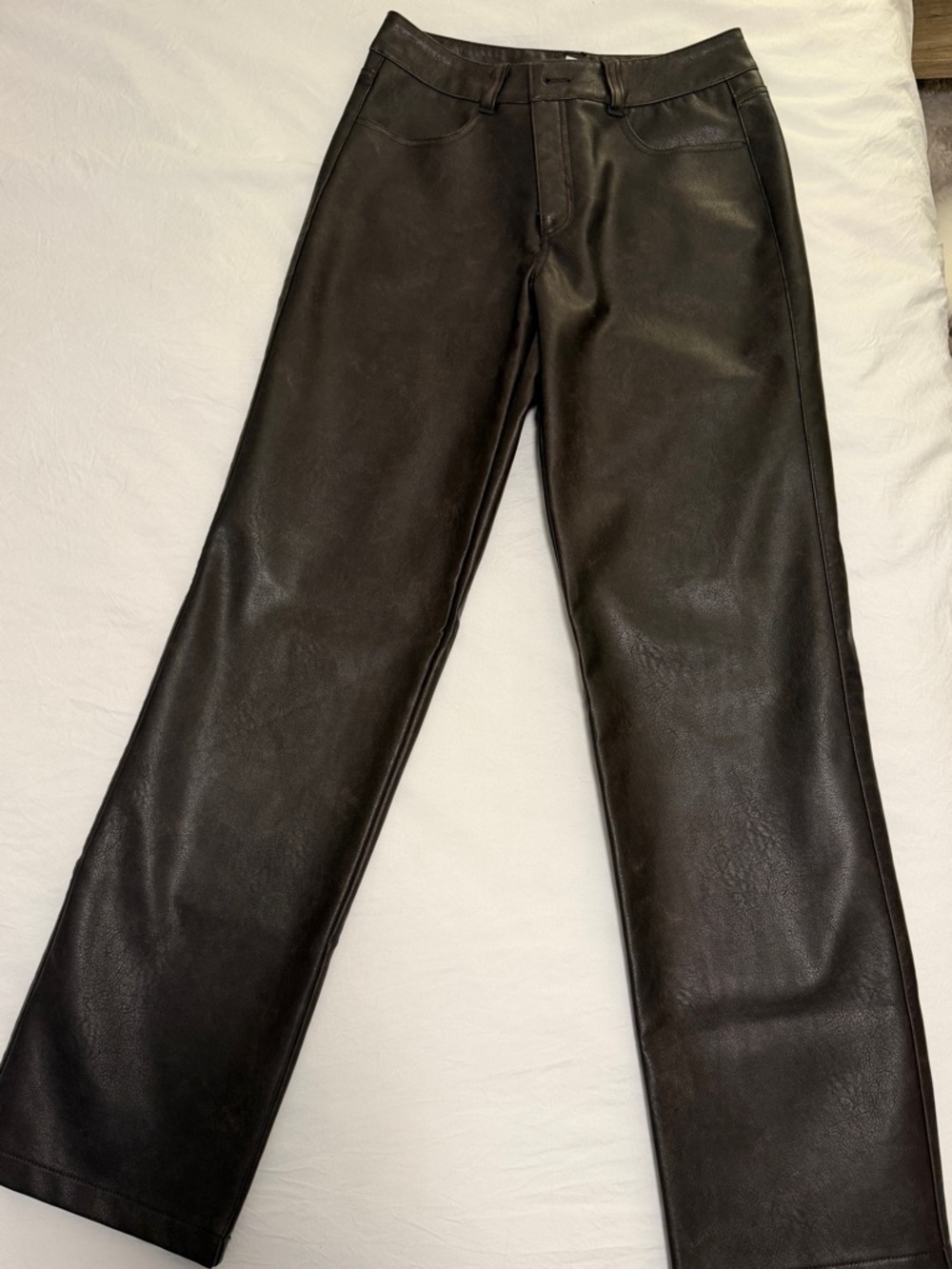 Garage Brown Faux Leather Pants